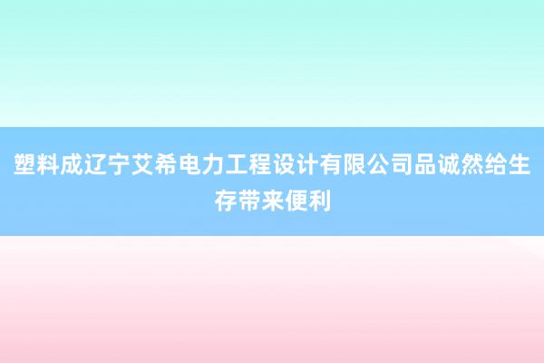 塑料成辽宁艾希电力工程设计有限公司品诚然给生存带来便利